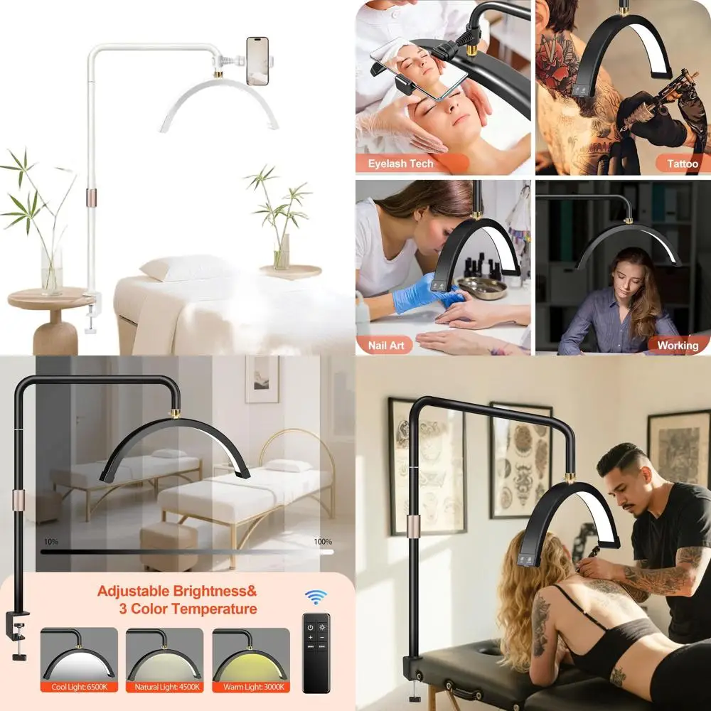 

Adjustable 3-Color LED Clamp Desk Light for Makeup, Photography, Reading, and Office Work (White)