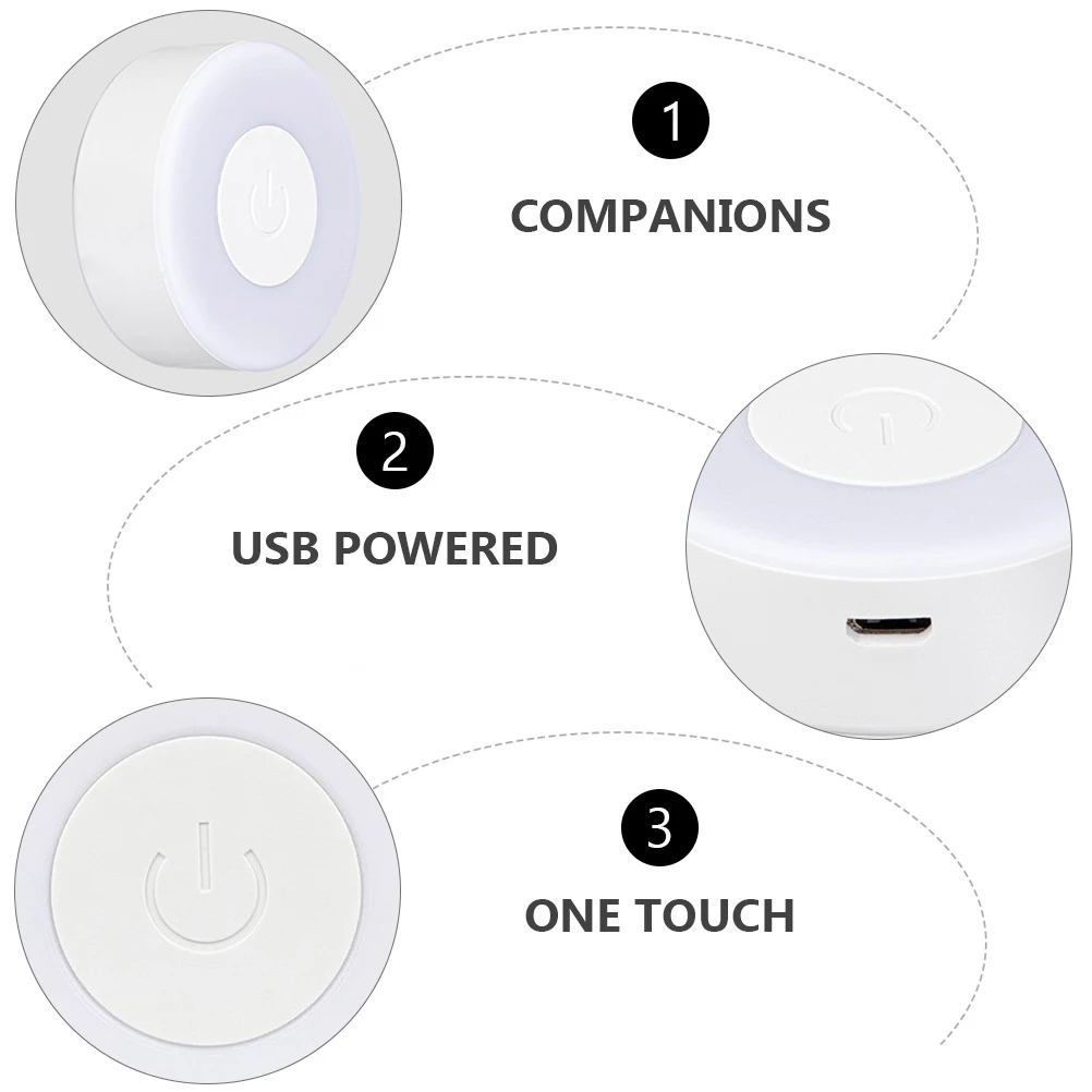 

LED Touch Dimming Night Lamp 400mAh USB Mini White Light Bedroom Kids Room Decorative Lighting Home Office