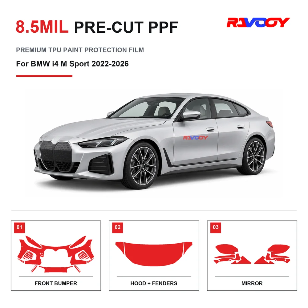 Precut PPF For BMW i4 M Sport 2022-2026 8.5mil TPU Clear Paint Protection Film Self Healing Hydrophobic UV Stone Chip Guard