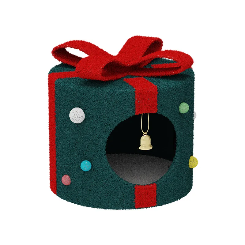 

Small Interactive Cat Toy Christmas-themed Sleigh Cat Climbing Frame Sisal Scratching Post Jumping Platform Cat Tree Scratcher