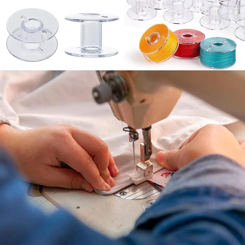 25pcs Home Sewing Machine Bottom Thread Bobbin Set Sewing Accessories Clear Plastic Spools with Storage Box for Brother Janome