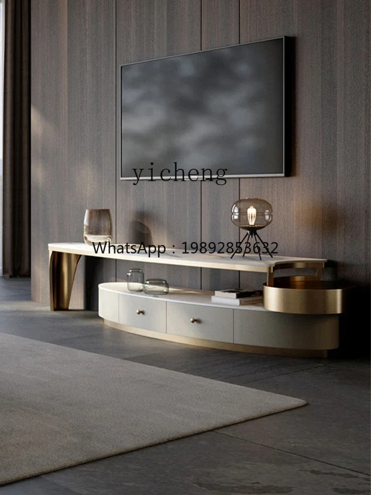 

DF coffee table combination floor cabinet with drawers rock slab telescopic TV cabinet