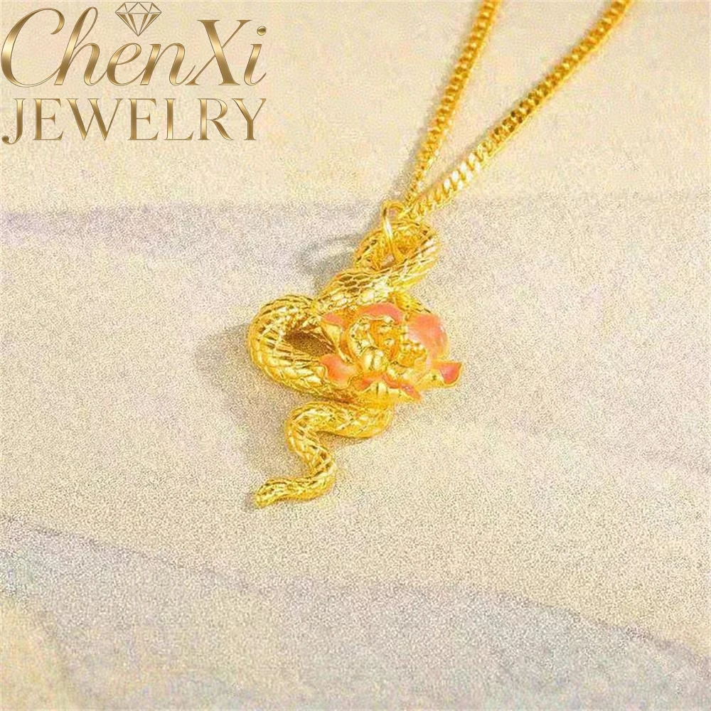 

High-end Sand Gold Cherry Blossom Spirit Snake Pendant Luxury Quality Fashion Fine Jewelry Exquisite Elegant Popular Gift Charms