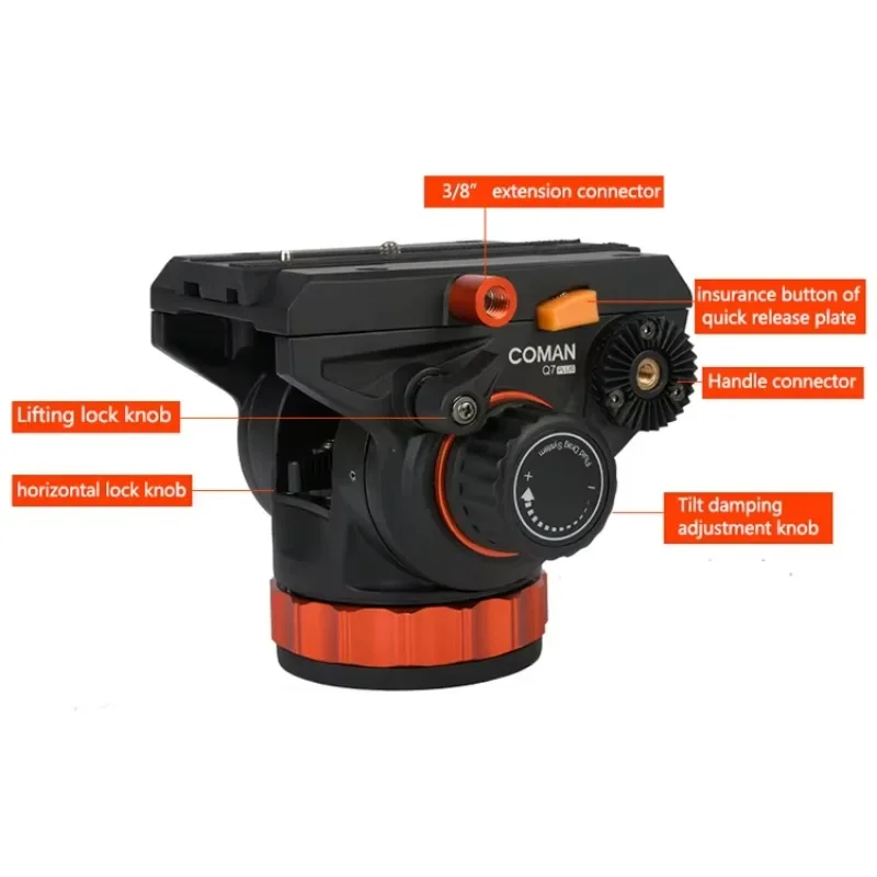 DF26Q7PLUS プロフェッショナル 最大耐荷重16kg アルミニウム合金三脚 フルードヘッド付き ビデオ三脚 ビデオスタジオ撮影用 工場