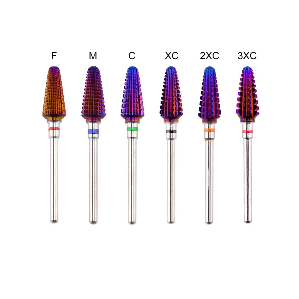 6 soorten Tornado Paarse Coating Nail Boren Wolfraamcarbide Nail Bit Frees Accessoires Manicure Nagels Art Tool