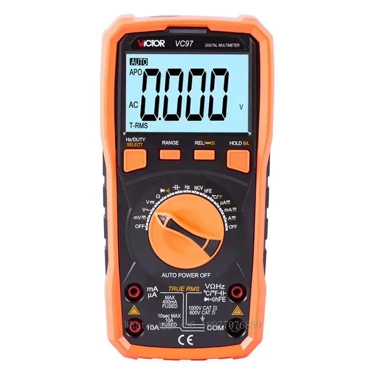 VC97 New Product Auto-Range True RMS 3999 Count Test Resistance Capacitance Test AC/DC Voltage Digital Multimeter