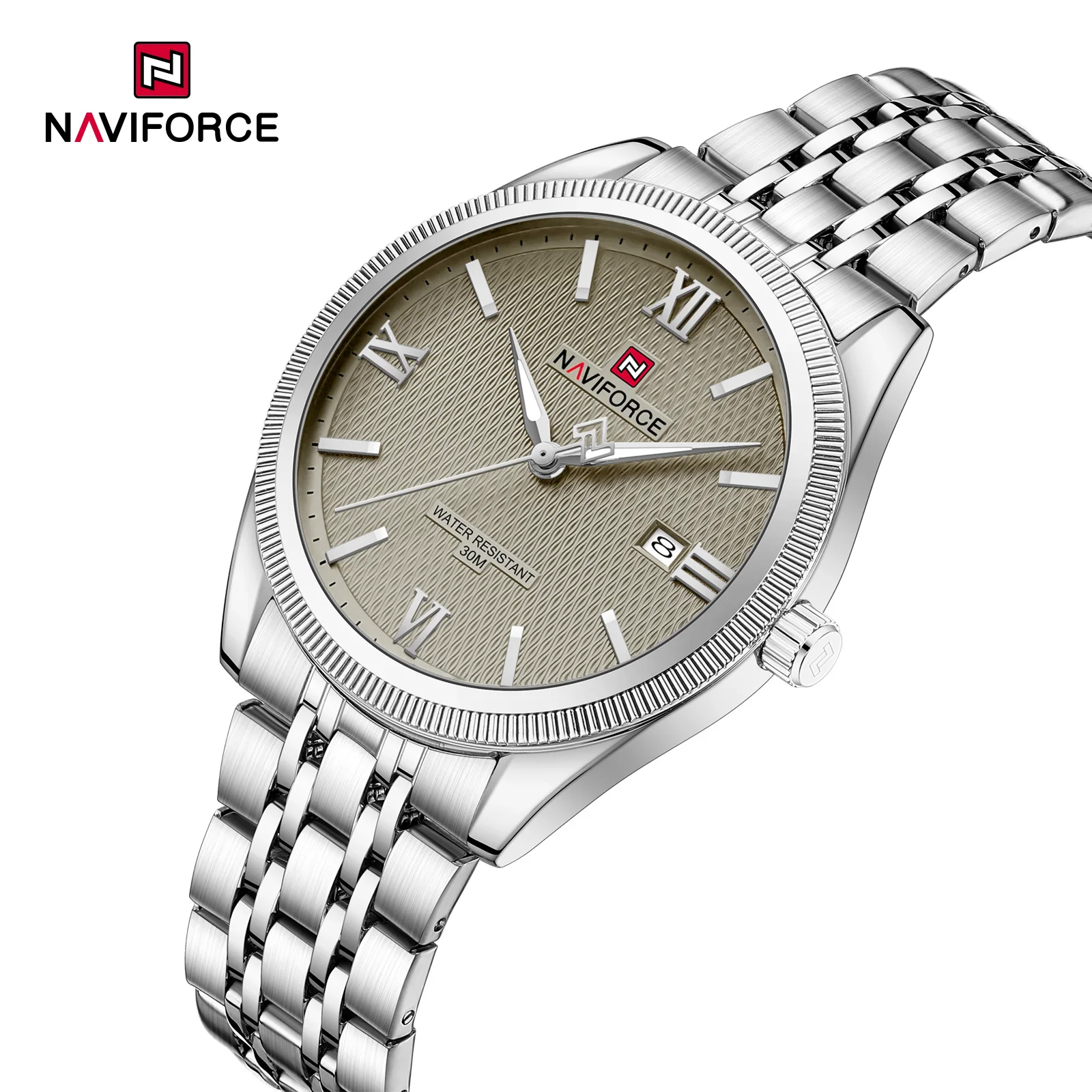 

NAVIFORCE NF9282 Elegant Quartz Watches for Man Calendar Luminous Hands Wristwatch Stainless Steel Strap Watch
