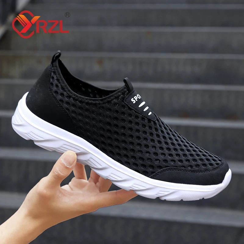 YRZL Lightweight Men Casual Shoes Breathable Slip on Male Casual Sneakers Anti-slip Men\'s Flats Outdoor Walking Shoes Size 39-46