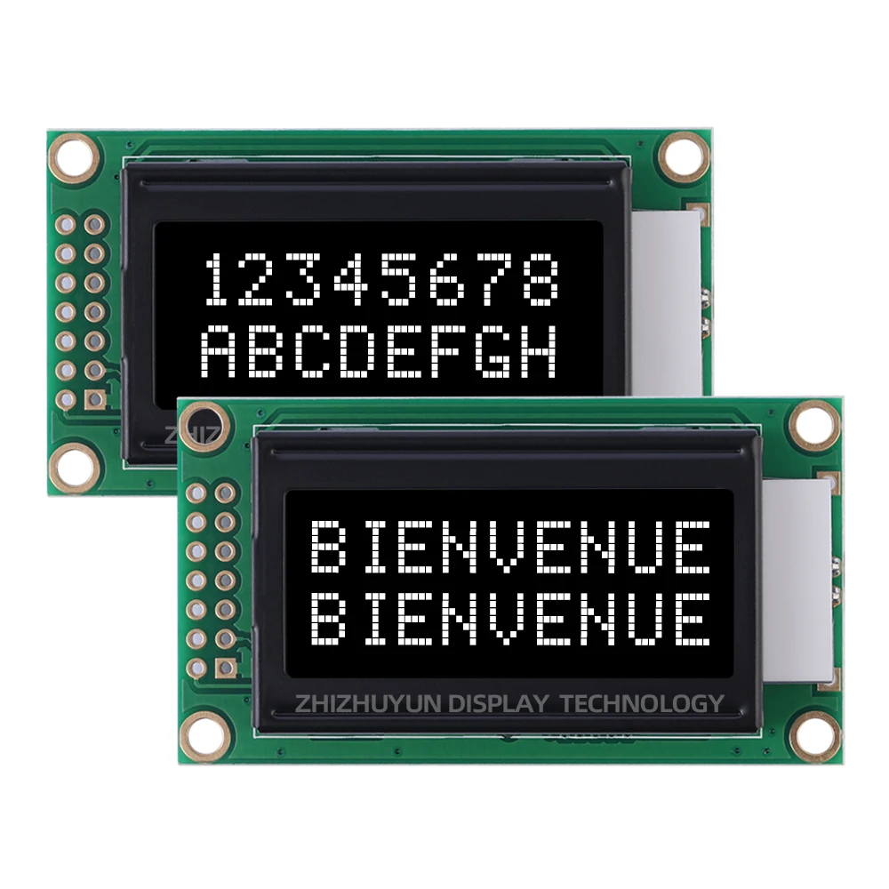 Módulo LCD de caracteres europeos, BTN película negra, letras púrpuras ST7066U, pantalla LCD de 14 pines, fabricante 0802B-2