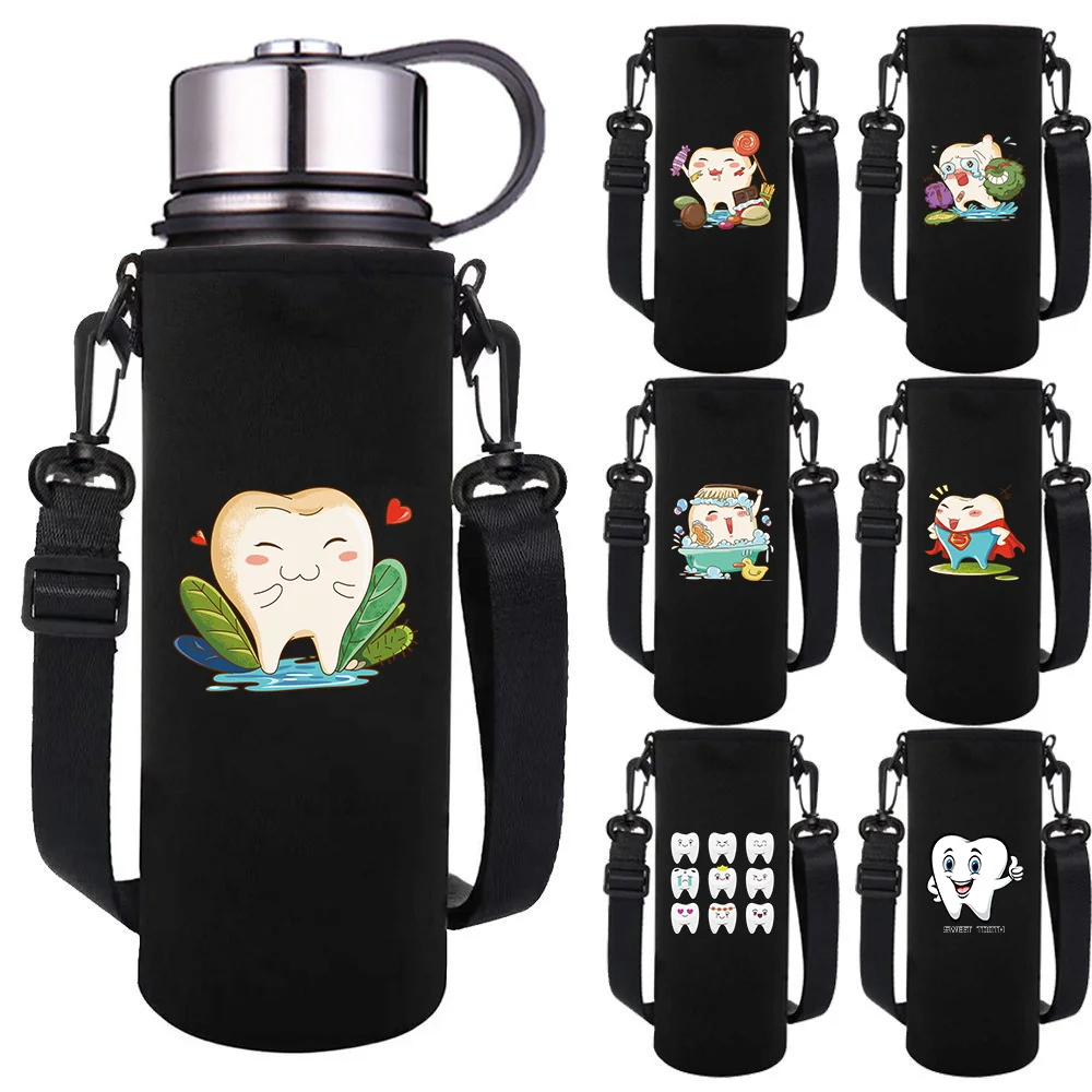 

Чехол-сумка для термоса/бутылки 550-1500 мл с регулируемым ремнем и узором «Зубцы», для активного отдыха и путешествий