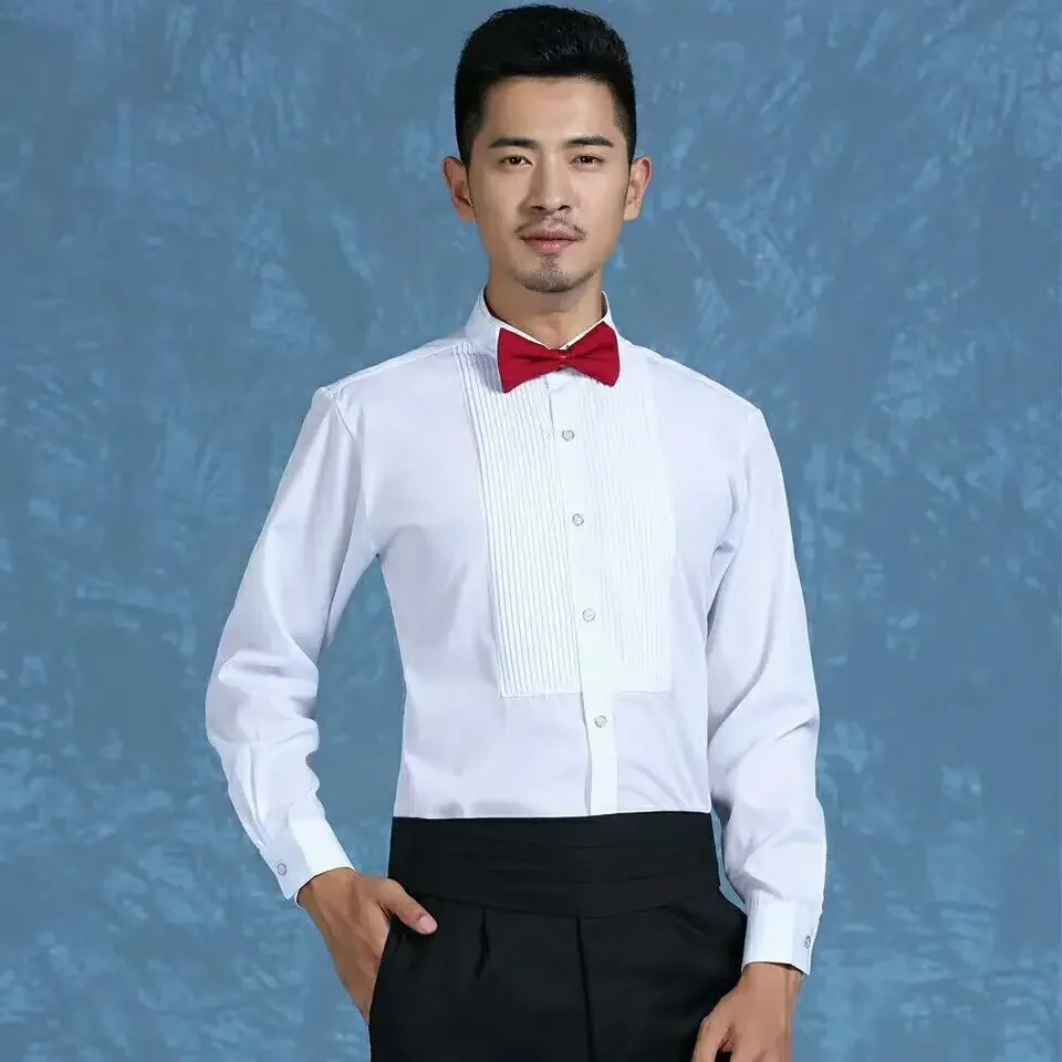 High Quality Cotton Groom Shirts Man Shirt Long Sleeve White Shirt Accessories 01