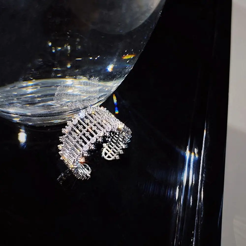 Irregular Hip-hop Geometry Copper Twist Punk Style Female Finger Ring Korean Style Ring Opening Adjustable Ring Rhinestone Ring