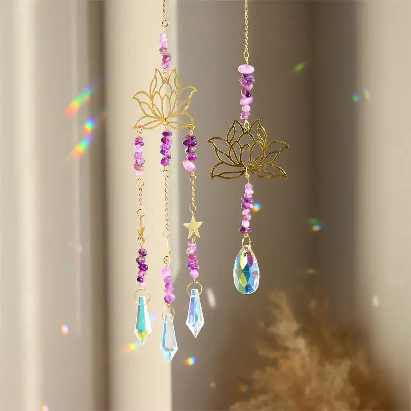 Crystal Moon Sun Catcher Crystal Ornament Pendant Window Suspension Prism Ornaments For Cars Home Offices