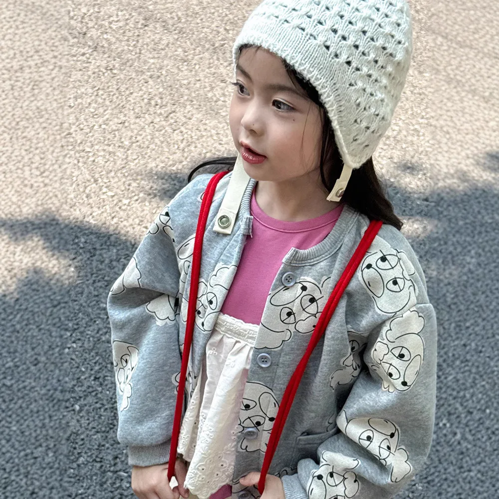 

2025 Autumn New Children's Cartoon Print Long Sleeve Jacket Cartoon Knitted Sweatshirt
