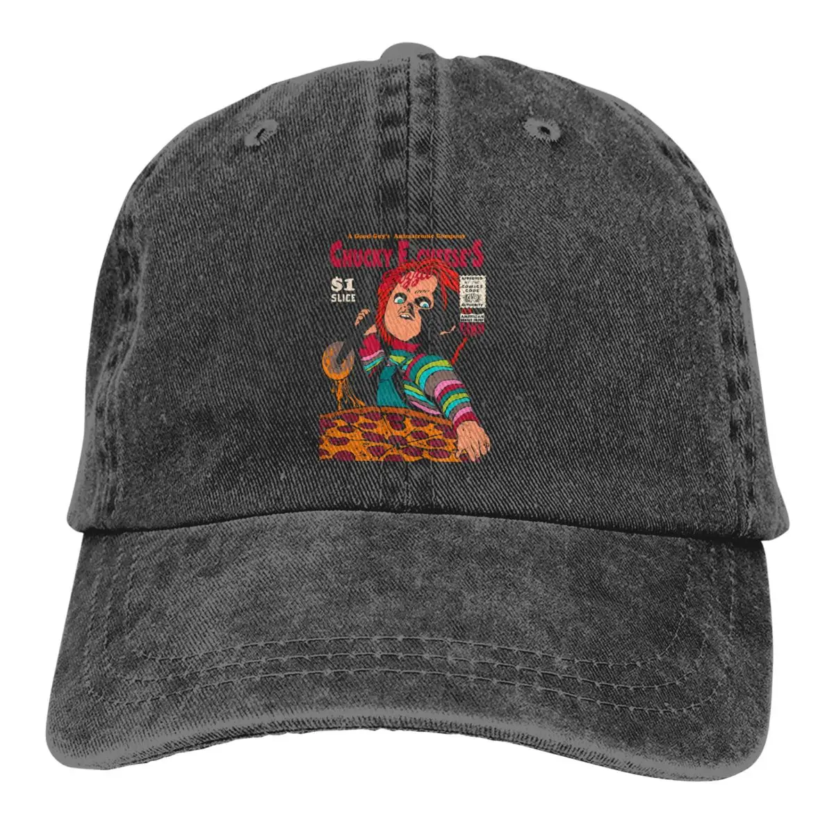 Washed Men's Baseball Cap Chucky's Pizza Trucker Snapback Caps Dad Hat Child's Play Chucky Horror Film Golf Hats