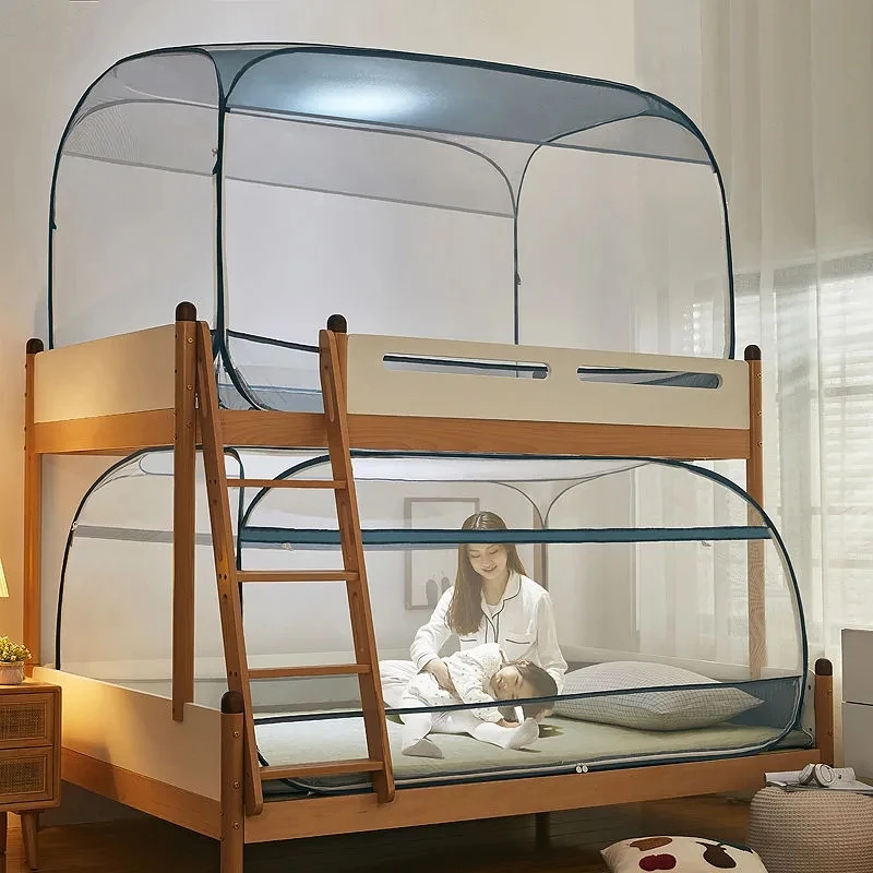 Hot Selling Student Dormitory Upper Lower Bunk Universal Yurt Mosquito Net Free Install Foldable Zipper Home Summer Mosquito Net