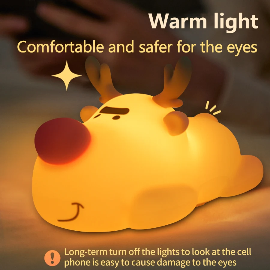 Christmas Creative Reindeer Night Light Holiday Ambience Ornament Light Warm Light Cozy Life Sleeping Companion Children's Gift