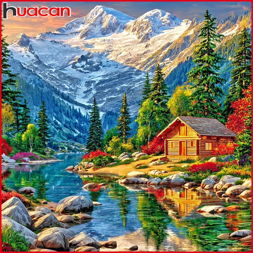 

Huacan Landscape Diamond Painting New Collection DIY Embroidery Sale House Picture Of Rhinestones