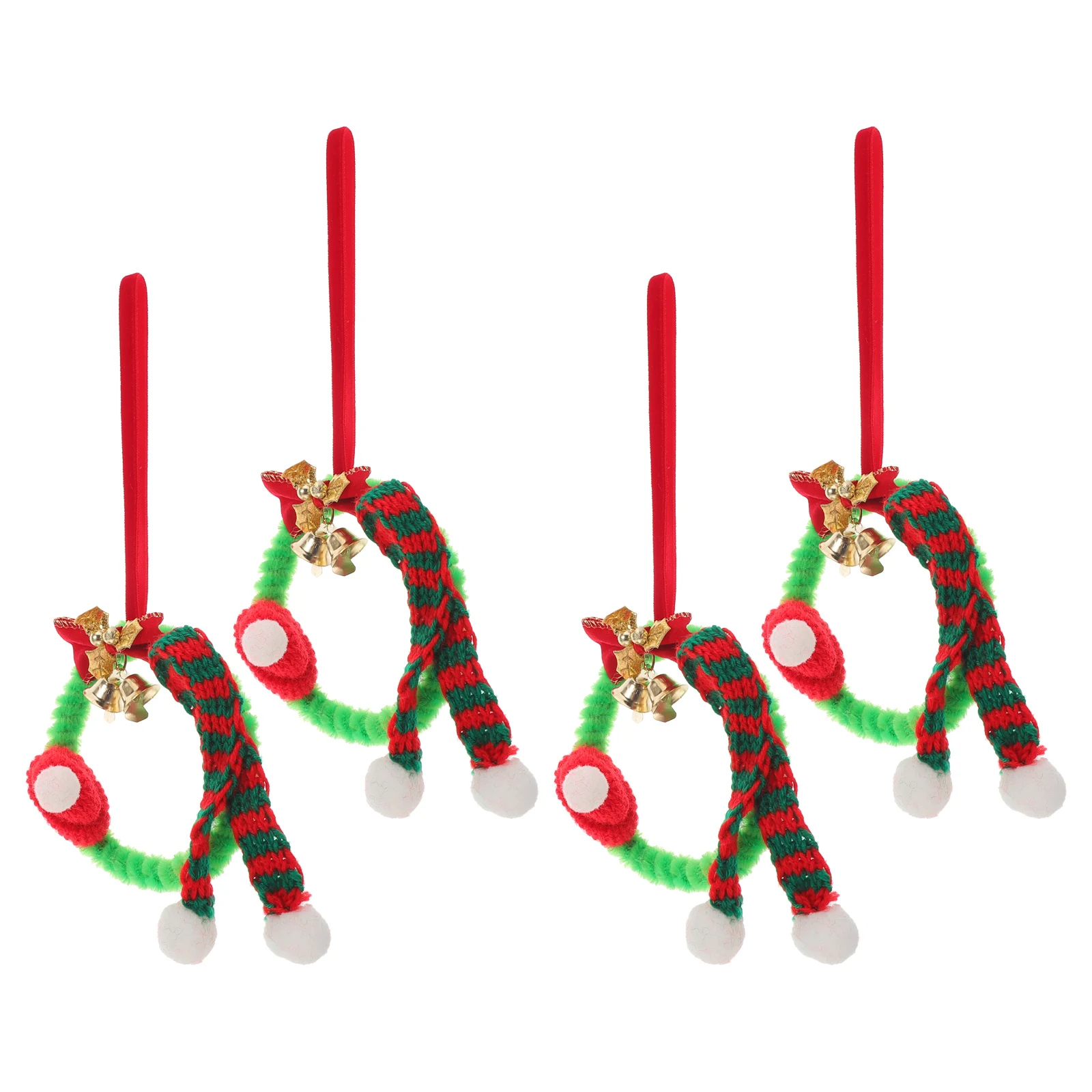 

4Pcs Christmas Mini Wreath Ornaments Artificial Green Small Wreaths for Door Window Kitchen Holiday Indoor Home Decor Seasonal