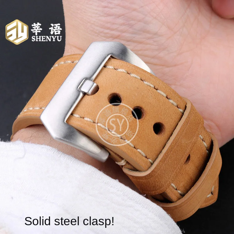 حزام مصنفر من الجلد المعدل من sheneu ، واجهة مقعرة للرجال ، مناسبة لسلسلة Casio ، wyu W300 ery S120 W130L S130 S110