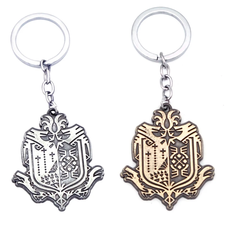 Game Peripheral Monster Hunter Metal Keychain Hunter Guild Badge Dog Tag Key Chain World Hunters Association Keyring Gift