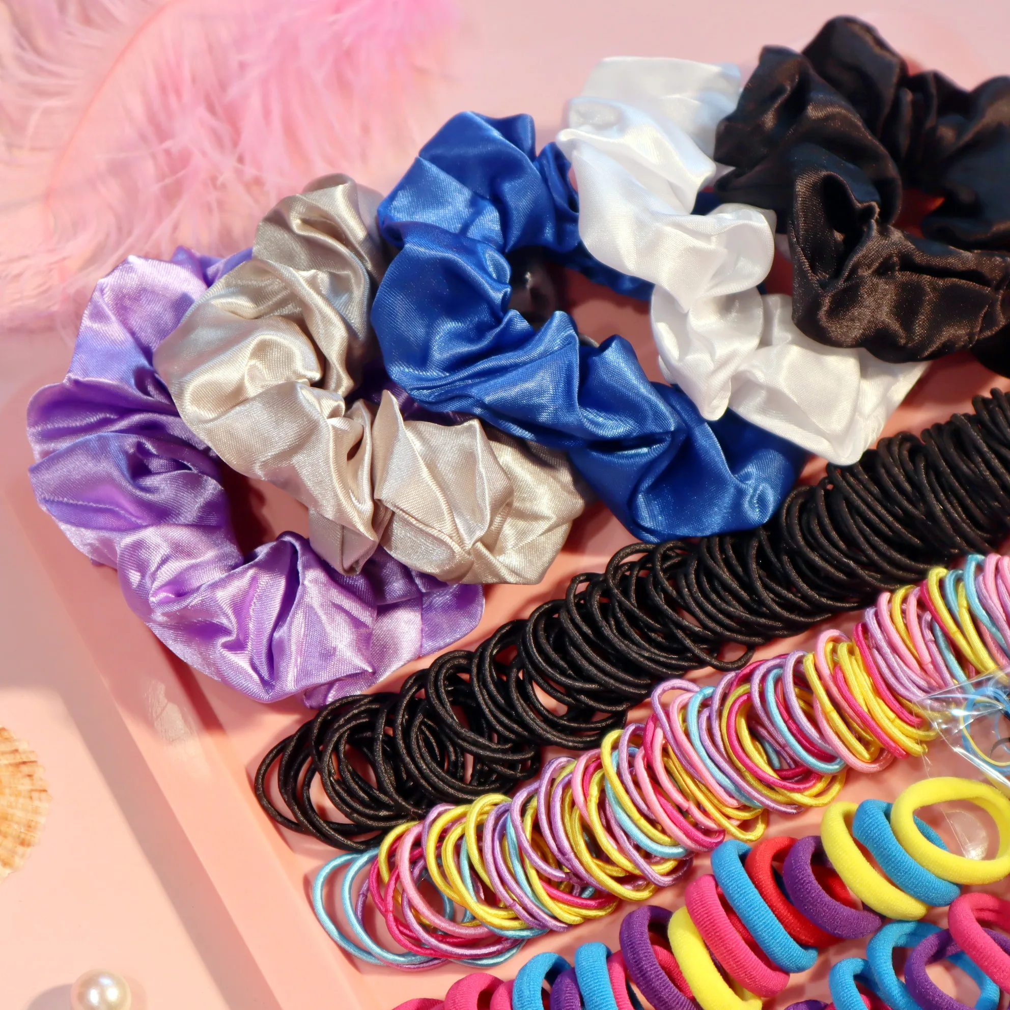 2155PCS Hair Ties Hair Scrunchies For Girls Women Elastic Ponytail Holders Rubber Band For Traceless Hair Ropes Set