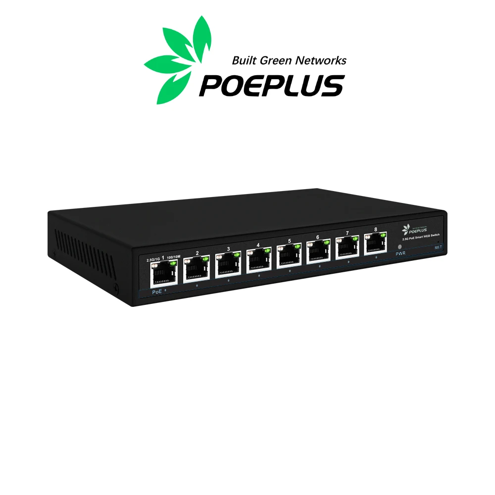 Switch de gerenciamento Web, 5 ou 8 portas, 2.5Gps, PoE, RJ45, L2