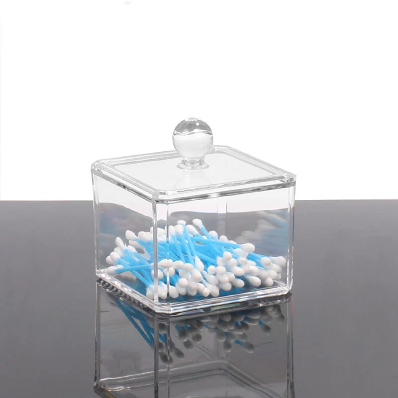 Clear Acrylic Storage Holder Box Transparent Cotton Swabs Stick Cosmetic Makeup Organizer Cotton Buds Ear Clean Tools Case