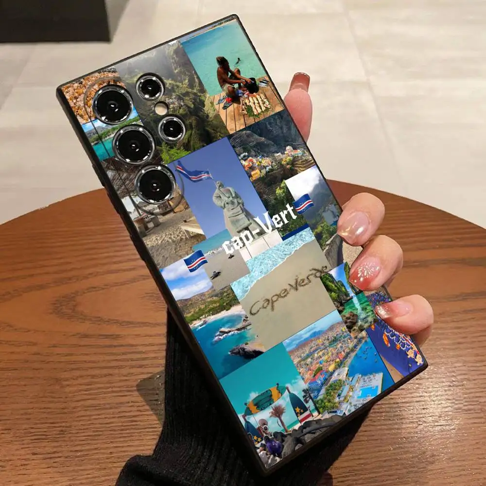 أفريقيا كيب فيردي جواز السفر العلم حالة الهاتف لسامسونج S22، S24، S20، S25، S23، S30، S21، الترا، زائد، 5G، Fe، لايت غطاء أسود #5