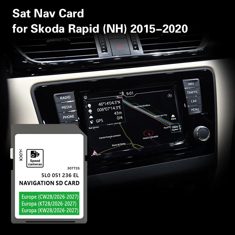 

Fitting for Skoda Rapid from 2015-2020 MIB2 Update Greece UK Hungary Maps SD Card 32GB