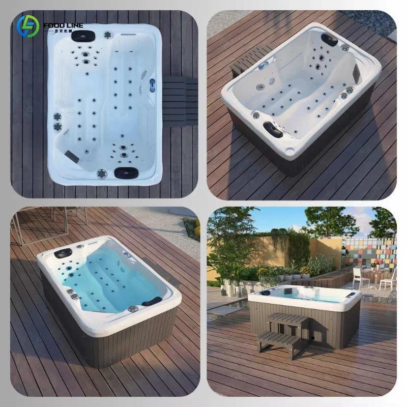 FL Acrylic Whirlpool Portable Hot Tub, 130 Jets Inflatable Massage Spa, Heated Bubble Pool for Backyard & Terrace