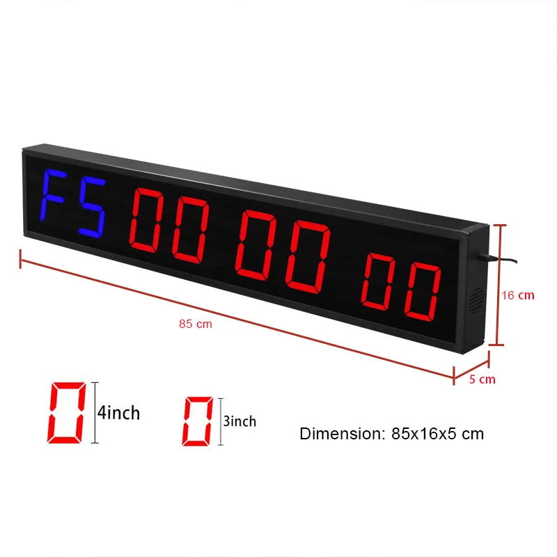 CHEETIE CP50F Large Digital LED 8-Digit 4-Inch Chronograph Electronic Crossfit Gym Workout Wall Timer Clock