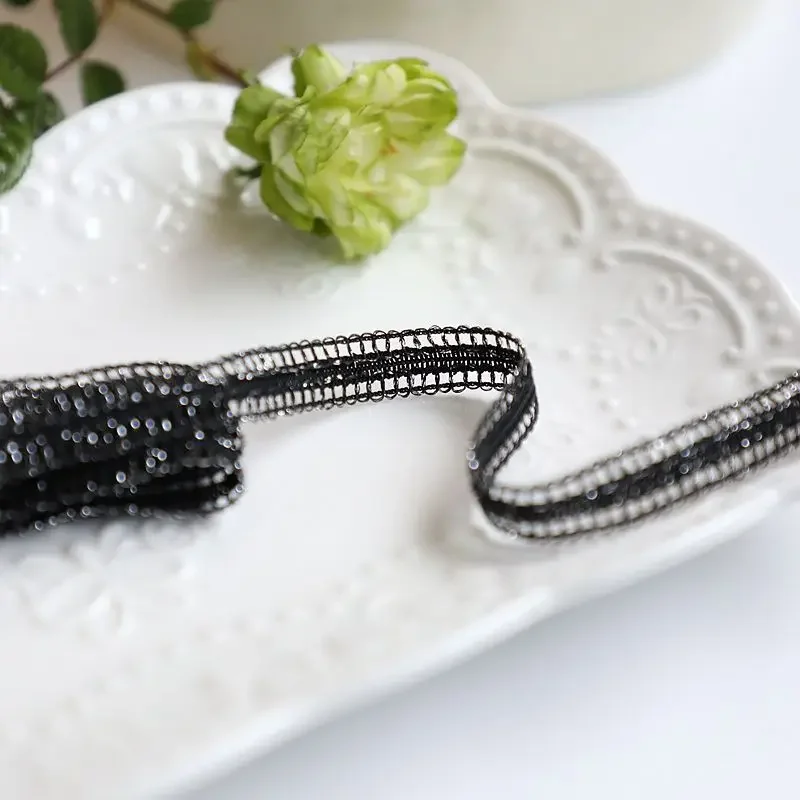 Braided Lace Ribbon for Home Decoration, Black Gold Trim, Sewing Centipede, DIY Clothes, Curve Lace Accessories Party Decoration