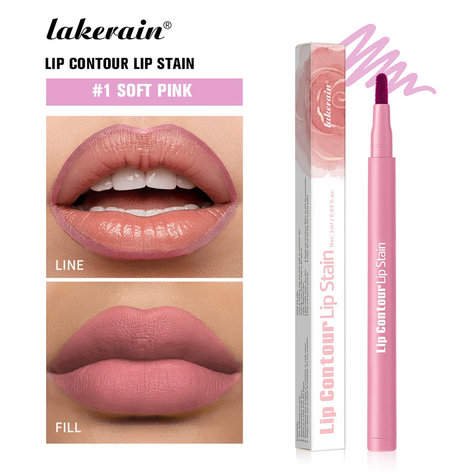 2-in-1 Lip Contour Lip Stain Pen Smudge-proof Non-stick Cup Moisturizing Lip Makeup Cosmetic Dual-Sided Tip Lip Stain & Liner, image 21