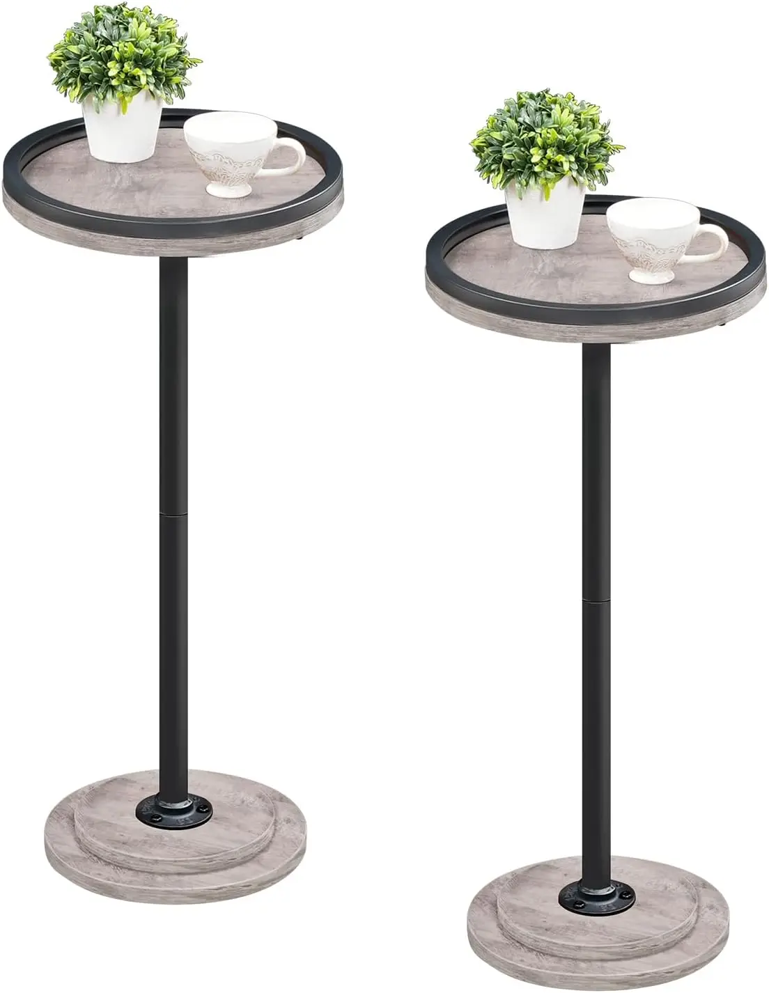 

Набор из 2-х небольших круглых приставных столиков, акцент на пьедестале для гостиной, спальни, дивана-дивана в сером цвете