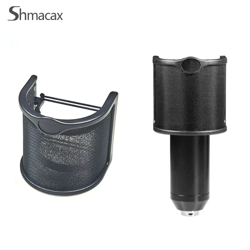 Protector de micrófono de mano, filtro Pop mejorado, doble capa de malla metálica, espuma de etamina, cubierta de parabrisas de micrófono, 1 unidad
