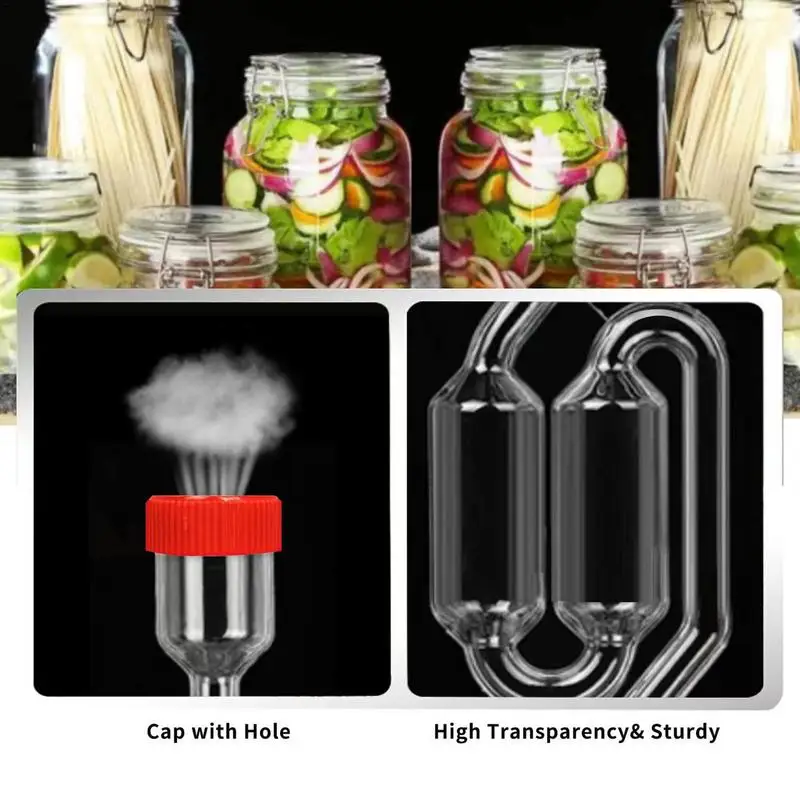 S-Shape Brewing Air Locks 4pcs Bubble Fermentation Airlocks With Dust Cap Transparent For Brewing Beer Wine And Cider home tools