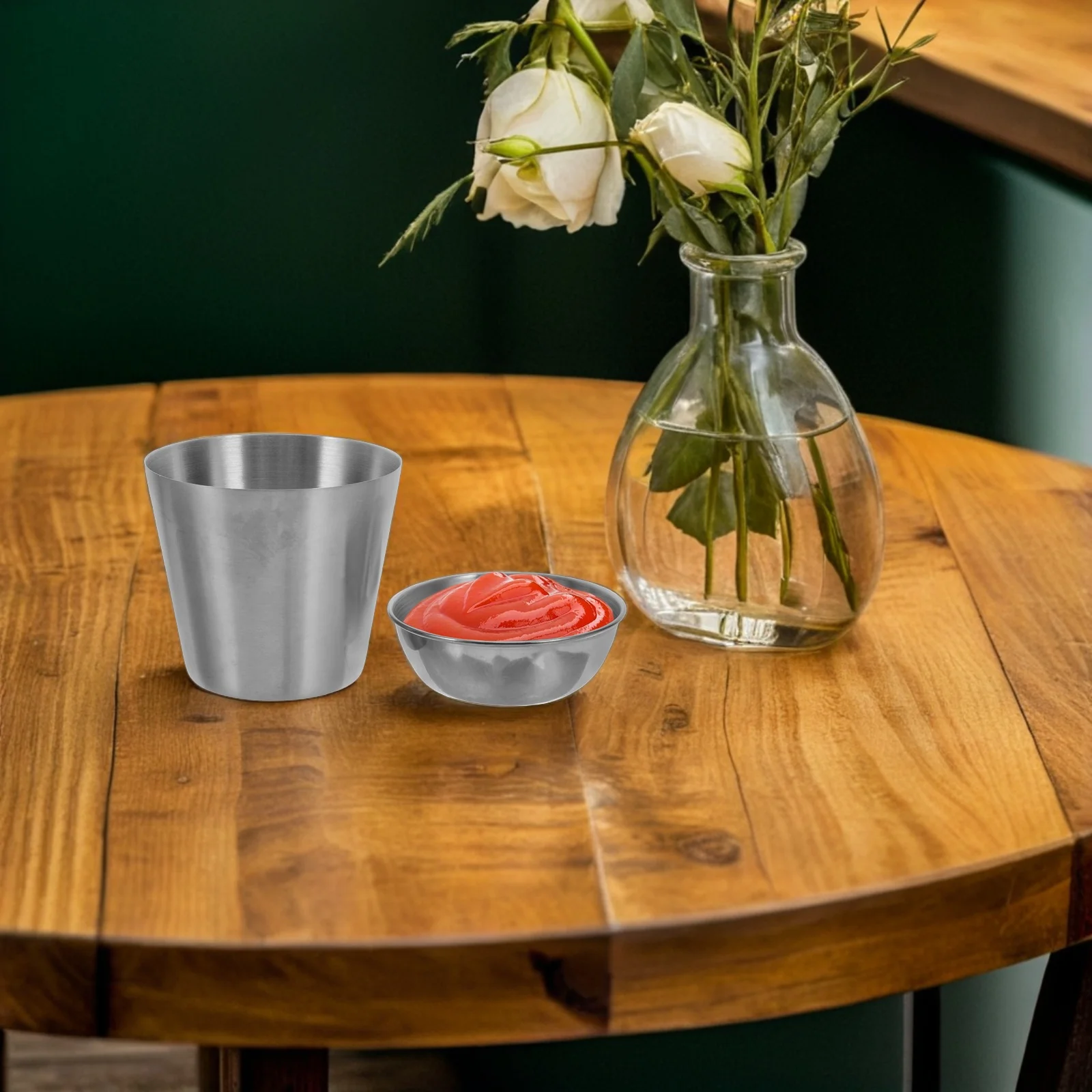

Seasoning Bowl Charcuterie Cups French Fries Stainless Steel Condiment Dish Individual Sauce Dishes