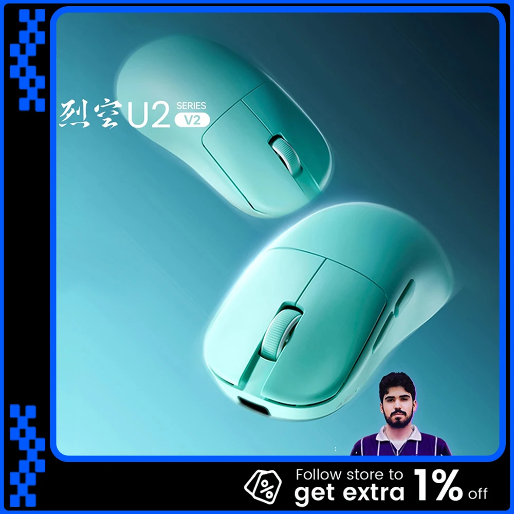 

ATK U2 V2 Ultimate Wireless Mouse 3-Mode Paw3950ultra Nordic54l15 45g Lightweight 0.263ms Low Latency 600mah for fps gamer Gifts