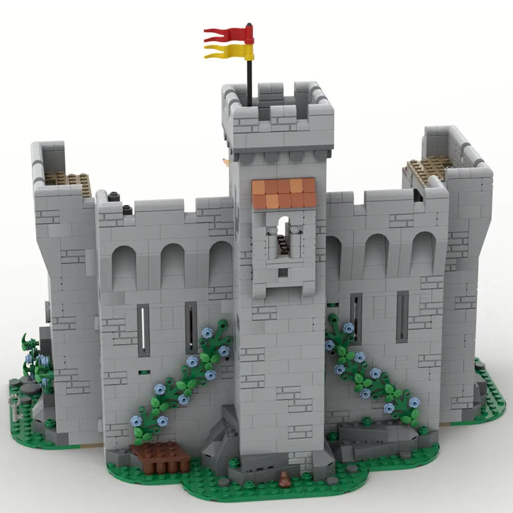 Torre de defensa de castillo Medieval, extensión de pared de Castillo, 1492 piezas, MOC