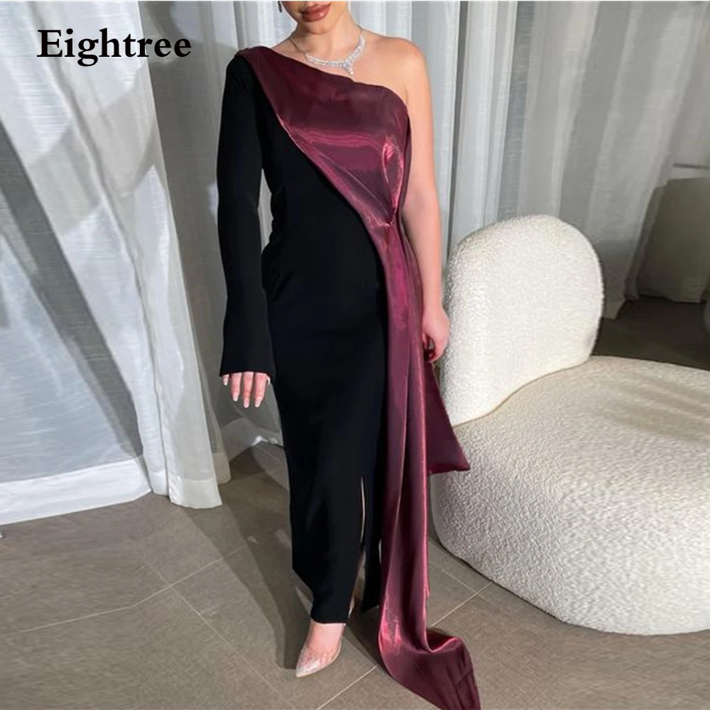 Eightree Vintage สีดำชุดราตรีไหล่ขนคราบ Abendkleider ดูไบ Robe De Soirée อย่างเป็นทางการ2023