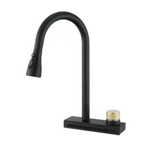 Black Single Handle Pull Down Hot and Cold Sprayer kitchen Faucet aida for sinks