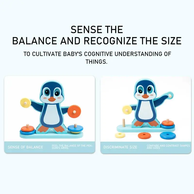 Juguetes para contar equilibrio, bonito juguete de equilibrio de madera, pingüino, juego de equilibrio de matemáticas, juego de clasificación de conteo de tallo, juguetes educativos para contar