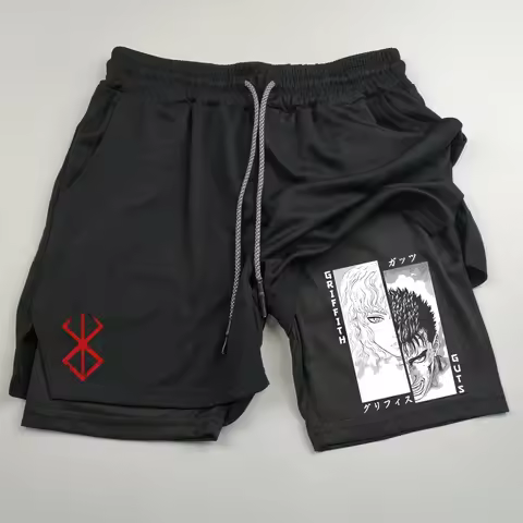 Berserk Guts - Men's double layered shorts, quick drying 2-in-1 sports shorts, breathable, suitable for running and fitness