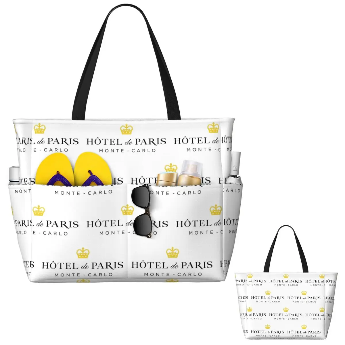 

Hotel De Paris Monte Carlo Beach Tote Bag Sport Gym Yoga Duffle Large Tote Bag Women Travel Bag Fitness bag