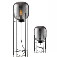 Nordic Designer Smoke Gray Glass Four-legged LED Floor Lamp for Shop Living Room Bedroom Bedside Table Lamps Home Decor Lighting