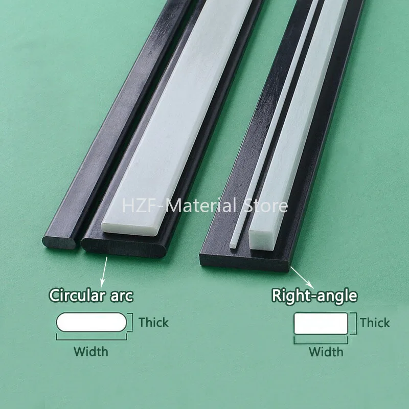 2/4Pcs Length 495mm White/Black Fiberglass Flat/Square Bar 2x2-20x20mm 1x5-10x30mm Rigid Insulating High Elastic Plastic Bar