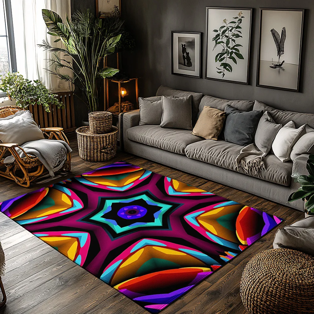 

Яркий абстрактный ковер, современный геометрический домашний декор, напольный коврик для гостиной, нескользящий дверной коврик, художественный дизайн, домашний и уличный коврик