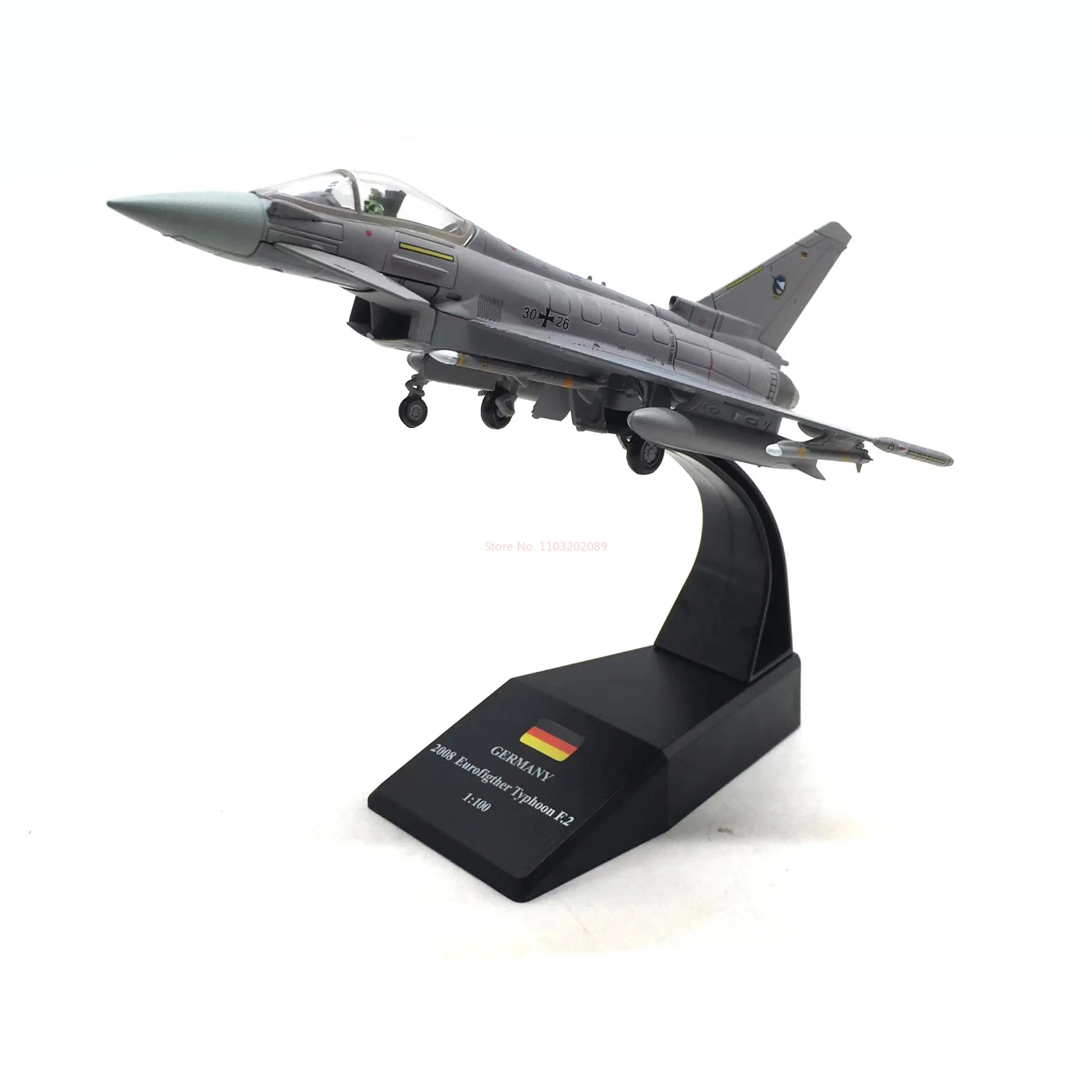 1/100nsmodel European Typhoon Ef2000 German Air Force Simulation Alloy Fighter Aircraft Model Finished Realistic Ornament Gifts