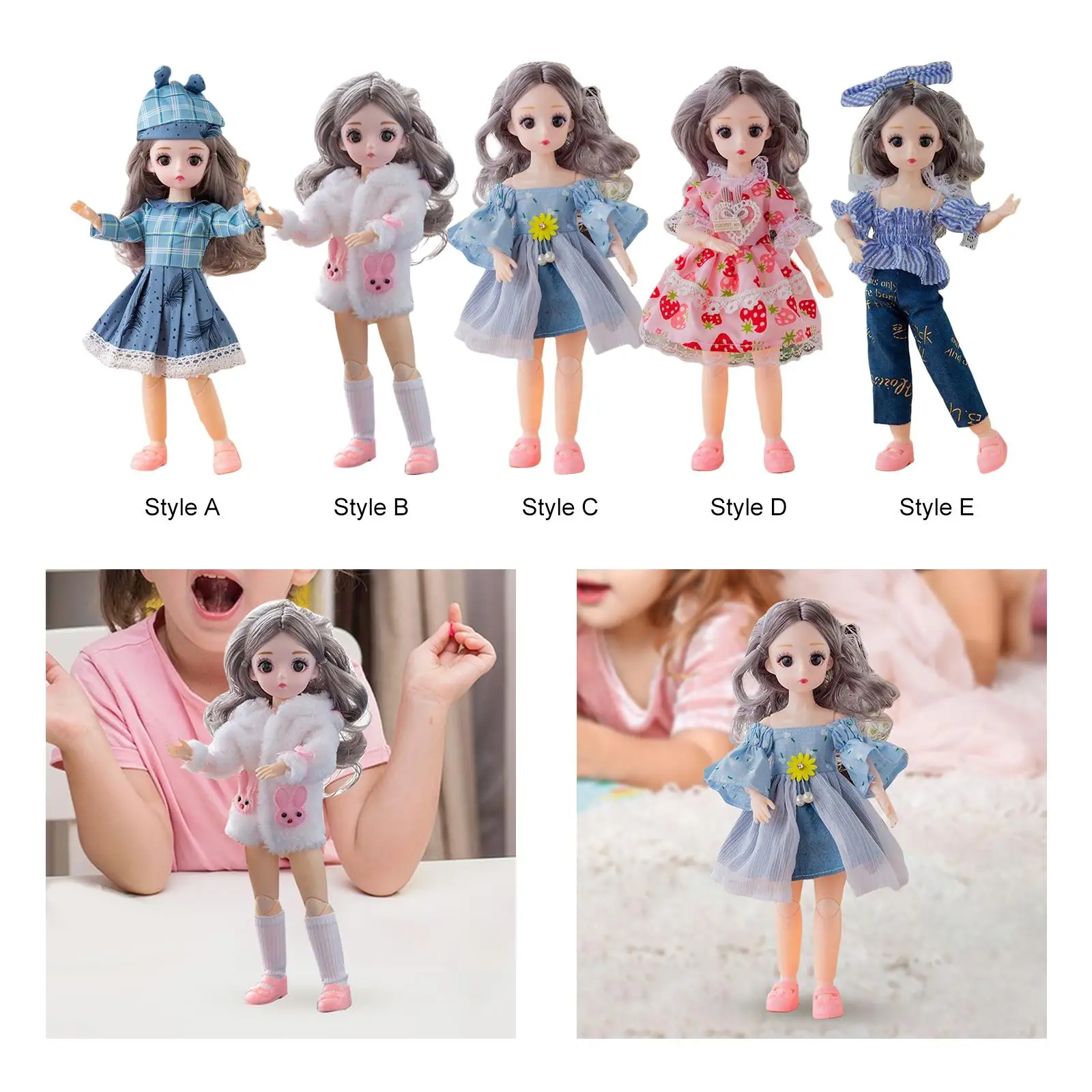 12 inch Fashion Doll and Rooted Hair for Doll Collection Girls Best Gift